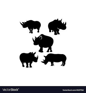 rhino set silhouette icon logo