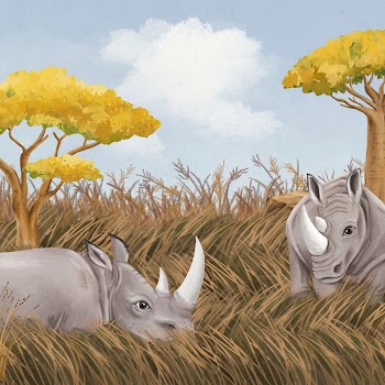 Rhino wildlife background, cute design | Free Photo Illustration - rawpixel