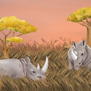 Rhino wildlife background, cute design | Free Photo Illustration - rawpixel