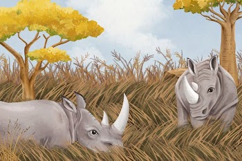 Rhino wildlife background, cute design | Free Photo Illustration - rawpixel