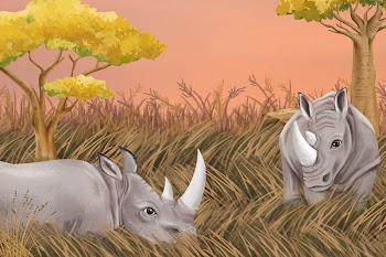 Rhino wildlife background, cute design | Free Photo Illustration - rawpixel