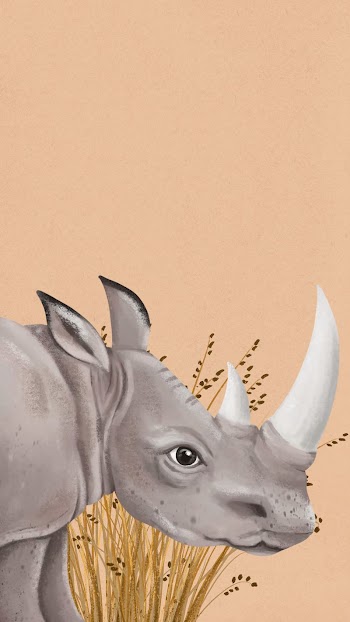 Rhino wildlife iPhone wallpaper, brown | Free Photo Illustration - rawpixel