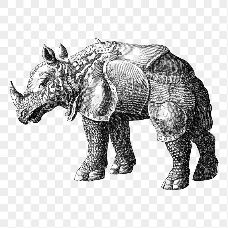 Rhinoceros armor png sticker, vintage | Free PNG - rawpixel