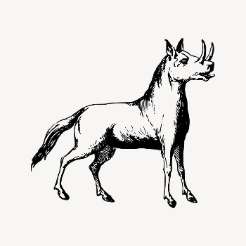 Rhinoceros horse clipart, mythical creature | Free Vector Illustration - rawpixel