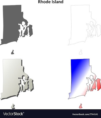Rhode Island blank outline map set vector image