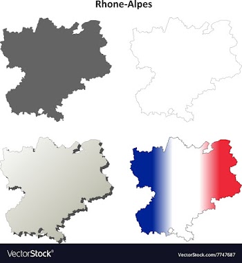 Rhone-Alpes blank detailed outline map set vector image