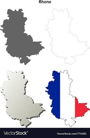 Rhone Rhone-Alpes outline map set vector image