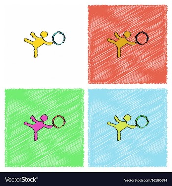 Rhythmic gymnastics design in hatching style vector image