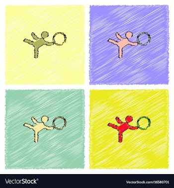 Rhythmic gymnastics design in hatching style vector image