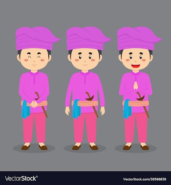 riau indonesia character with various expression