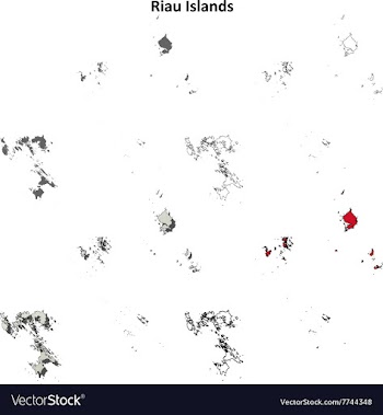 Riau Islands blank outline map set vector image