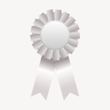 Ribbon badge collage element, silver | Free PSD - rawpixel
