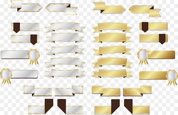 Ribbon Banner Clip art - Gold and silver ribbon 