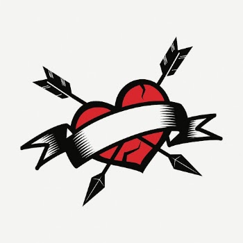 Ribbon banner heart clipart, collage | Free PSD - rawpixel