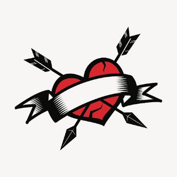 Ribbon banner heart clipart, illustration | Free Vector - rawpixel