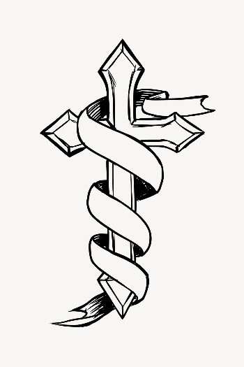 Ribbon Christian cross clipart, religious | Free Vector - rawpixel