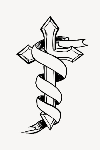 Ribbon Christian cross drawing, religious | Free PSD - rawpixel