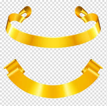Ribbon Euclidean Gold , Gold Banner Set , two yellow ribbon arts transparent background PNG clipart