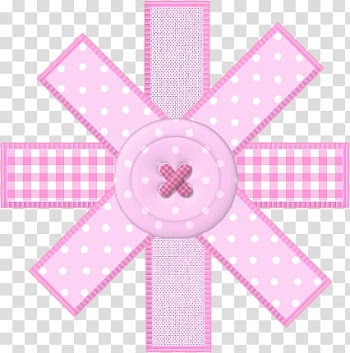 Ribbon Flowers, pink and white polka dot print textile transparent background PNG clipart