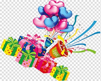 Ribbon Gift Balloon , Colorful balloons gift ribbons transparent background PNG clipart