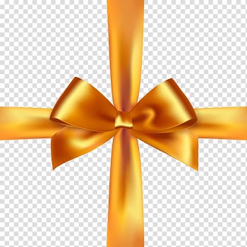 Ribbon Gold Illustration, Golden ferret bow transparent background PNG clipart
