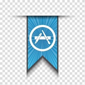 Ribbon Icons, softwarecenter, blue emblem transparent background PNG clipart
