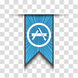 Ribbon Icons, softwarecenter, white and blue Apple Store logo transparent background PNG clipart