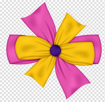 Ribbon Knot , Pink yellow bow transparent background PNG clipart