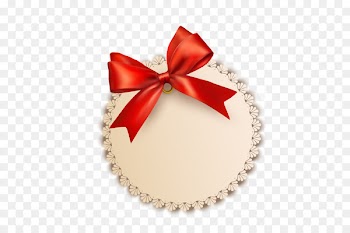 Ribbon Label Gift Decorative box - Bow decorated with rounded borders 