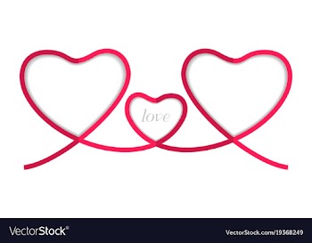 Ribbon red three heart isolated on white vector image