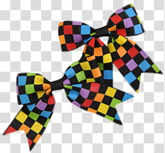 Ribbon Set, two assorted-color checkered ribbons transparent background PNG clipart