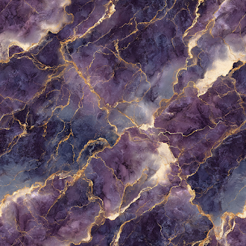 Rich Violet Marble Seamless Pattern with Gold Veins