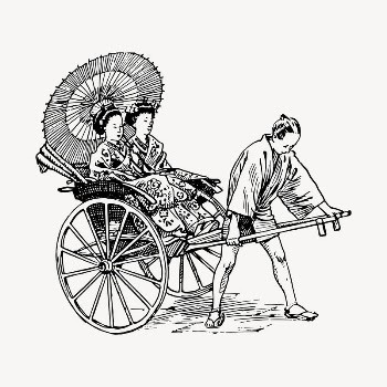 Rickshaw clipart, vintage hand drawn | Free Vector - rawpixel