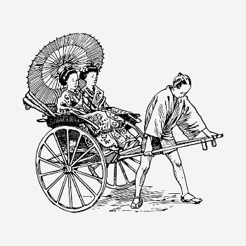 Rickshaw drawing, vintage illustration psd. | Free PSD - rawpixel