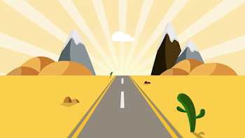 ride through a cartoon desert seamless loop. Animated road on a ...