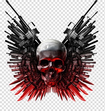 Rifles with skull illustration, The Expendables Action Film YouTube, Skull transparent background PNG clipart