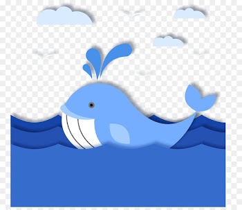 Right whales Sea - Paper-cut cute whale 