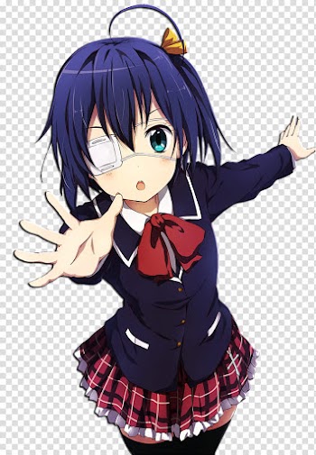 Rikka Anime Render Cute, female character with blue short hair transparent background PNG clipart