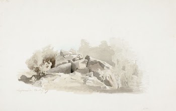 Rikkonainen kallionkieleke pensaitten ympäröimänä, 1859, | Free Photo - rawpixel
