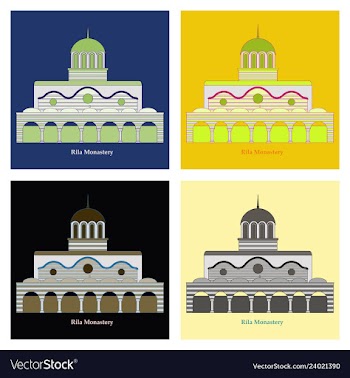 Rila monastery in bulgaria flat cartoon style vector image