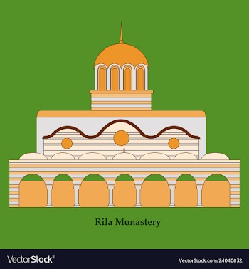 Rila monastery in bulgaria flat cartoon style vector image