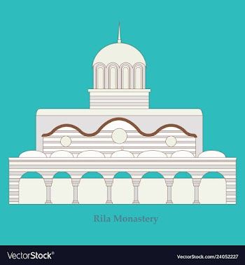 Rila monastery in bulgaria flat cartoon style vector image