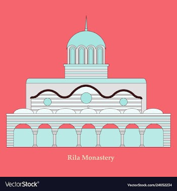 Rila monastery in bulgaria flat cartoon style vector image