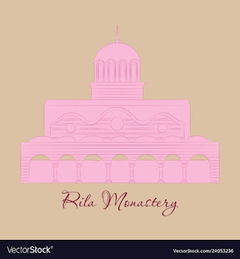 Rila monastery in bulgaria flat cartoon style vector image
