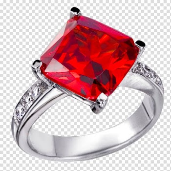 Ring Diamond Ruby Jewellery, Inlaid ruby ​​ring transparent background PNG clipart
