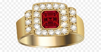 Ring Jewellery Gold Clip art - Gold Ring with Diamonds and Ruby Clipart 