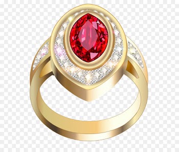 Ring Jewellery Gold Clip art - Gold Ring with Red Diamond Clipart 
