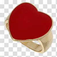 Rings, gold-colored red heart stone ring transparent background PNG clipart