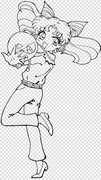 Rini and Luna P line art transparent background PNG clipart