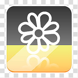 Rino Icons for Docks, square gray and yellow frame with white flower inside transparent background PNG clipart